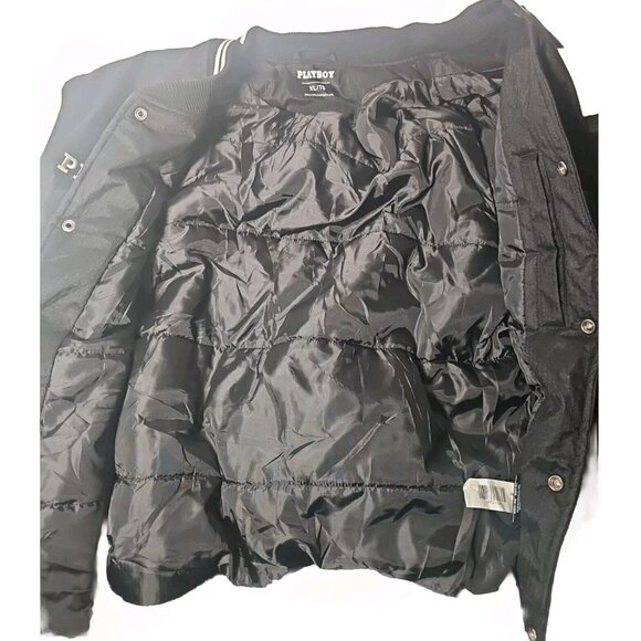 Playboy Varsity Jacket Mens Large XL Black White Long Sleeve Logo Bunny Graphic - Picture 4 of 11